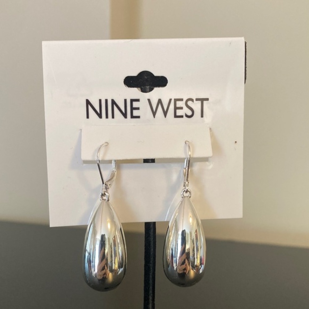 Nine West Shiny Silver Drop Earrings